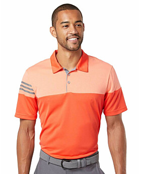 Adidas Golf A213 Heathered 3-Stripes Colorblock Polo