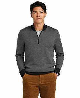 Brooks Brothers BB18412 Washable Merino Birdseye 1/4-Zip Sweater