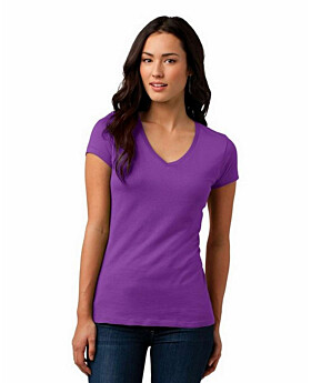 District DT4501 Juniors Vintage Wash V-Neck Tee