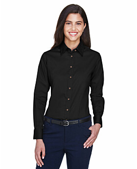 Harriton M500W Ladies Easy Blend Twill Shirt with Stain-Release
