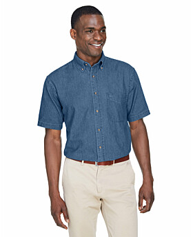 Harriton M550S Mens Short-Sleeve Denim Shirt