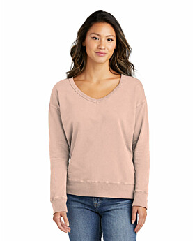 Port & Company LPC098V  Ladies Beach Wash Garment-Dyed V-Neck Sweatshirt