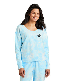 Port & Company LPC140V Ladies Beach Wash Cloud Tie-Dye V-Neck Sweatshirt