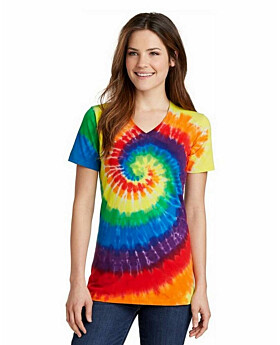 Port & Company LPC147V Ladies Essential Tie-Dye V-Neck Tee