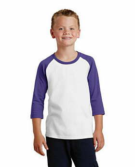Port & Company PC55YRS Youth 50/50 Cotton/Poly 3/4-Sleeve Raglan T-Shirt