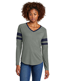 Sport-Tek LST6043 Ladies Halftime Stripe Long Sleeve V-Neck Tee