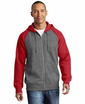 Sport-Tek ST269 Raglan Colorblock Full-Zip Hooded Fleece Jacket