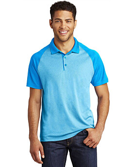 Sport-Tek ST641 Mens Posi Charge Racer Mesh Raglan Heather Block Polo Shirt