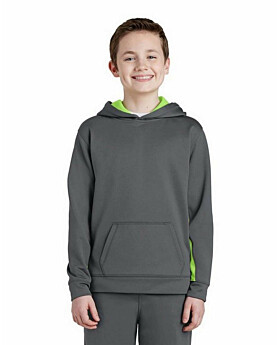 Sport-Tek YST235 Youth Sport-Wick Fleece Colorblock Hooded Pullover
