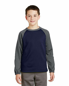 Sport-Tek YST242 Youth Sport-Wick Raglan Colorblock Fleece Crewneck