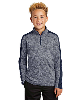 Sport-Tek YST397 Youth PosiCharge Electric Heather Colorblock 1/4-Zip Pullover